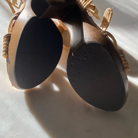 Rachel Zoe Rachel Zoe 9 Natural Straw Wood T-Strap Platform Heel Sandals - Picture 11 of 12